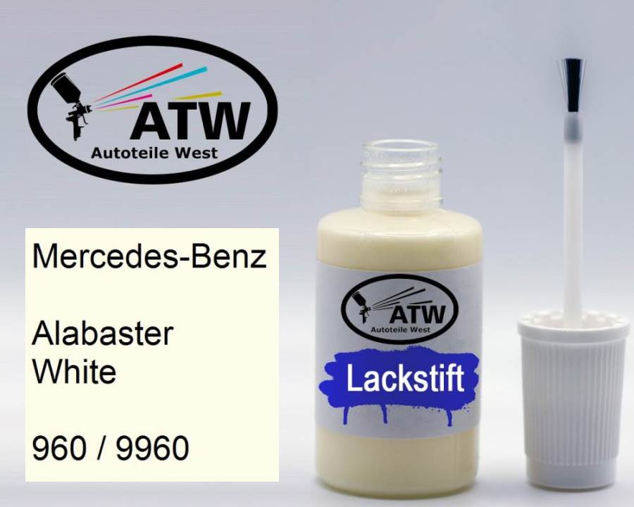 Mercedes-Benz, Alabaster White, 960 / 9960: 20ml Lackstift, von ATW Autoteile West.